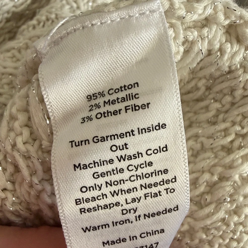 Talbots plus open front classic knit cotton cardigan sweater with silver buttons - Picture 8 of 9